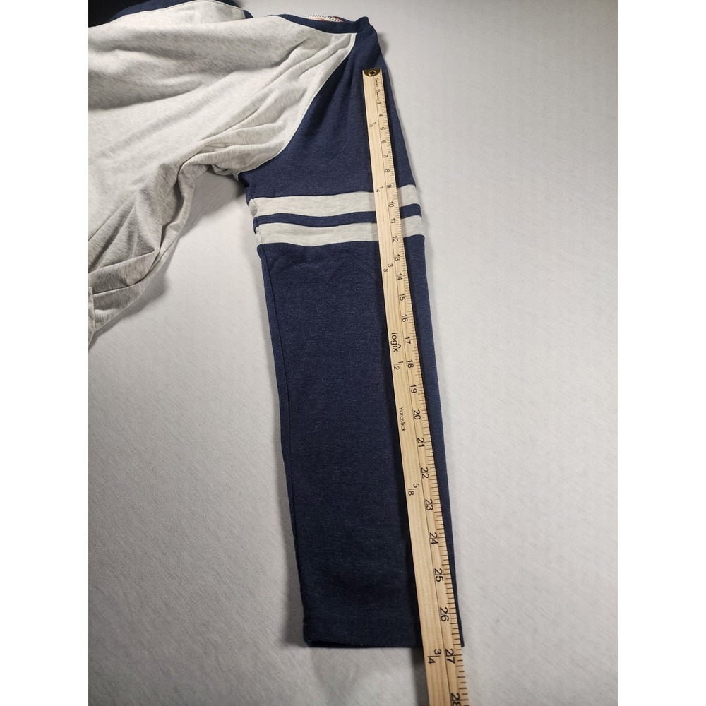 Puremeso The Normal Brand Mens Large Raglan Long Sleeve Grey Navy Striped Prep - Picture 4 of 8